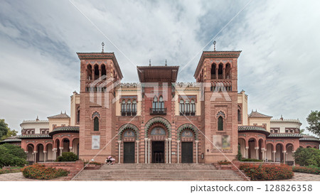 Museum of Arts and Traditions of Seville in Maria Luisa Park timelapse hyperlapse 128826358