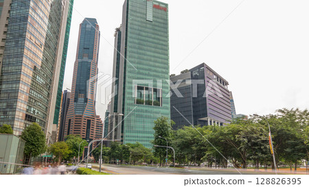 Downtown skyscrapers office buildings of modern megalopolis timelapse hyperlapse Downtown skyscrapers office buildings of modern megalopolis timelapse hyperlapse 128826395