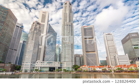 Downtown skyscrapers office buildings of modern megalopolis timelapse hyperlapse 128826400