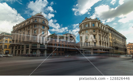Urban scene timelapse hyperlapse in Rome Italy. Urban scene timelapse hyperlapse in Rome Italy. 128826446