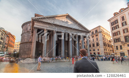 Tourists visit the Pantheon timelapse hyperlapse at Rome, Italy. Tourists visit the Pantheon timelapse hyperlapse at Rome, Italy. 128826461
