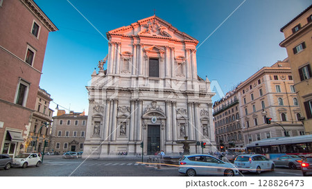 Sant Andrea Della Valle church timelapse hyperlapse in Rome 128826473