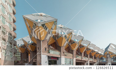 Hyperlapse of Cube House in Rotterdam. Netherlands timelapse 128826511