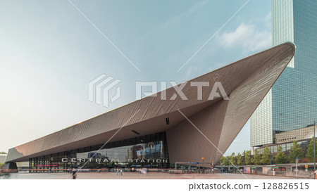 Hyperlapse of Rotterdam Central Station, the main railway hub in South Holland, Netherlands 128826515
