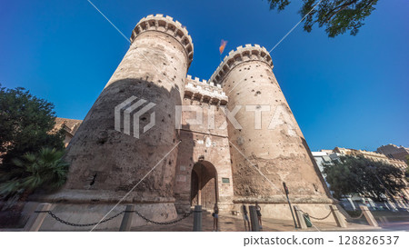 Towers of Quart timelapse hyperlapse in Valencia, Spain. Towers of Quart timelapse hyperlapse in Valencia, Spain. 128826537
