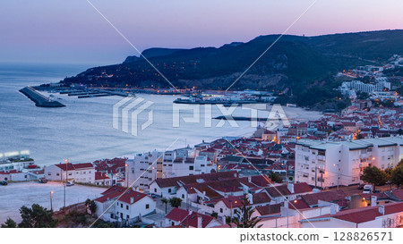 Twilight after sunset in Sesimbra, Portugal timelapse Twilight after sunset in Sesimbra, Portugal timelapse 128826571