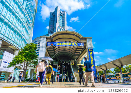 Yokohama cityscape in Japan Mayoral election...Yokohama Landmark Tower and banners for the Yokohama mayoral election...Voters...=24th 128826632