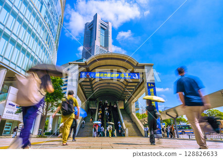 Yokohama cityscape in Japan Mayoral election...Yokohama Landmark Tower and banners for the Yokohama mayoral election...Voters...=24th 128826633