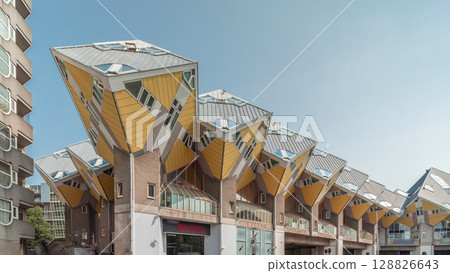Hyperlapse of Cube House in Rotterdam. Netherlands timelapse 128826643