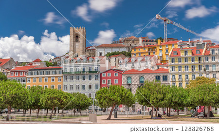 Square largo Jose Saramago timelapse hyperlapse at medieval quarter Alfama in Lisbon Square largo Jose Saramago timelapse hyperlapse at medieval quarter Alfama in Lisbon 128826768