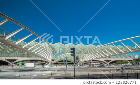Lisbon Oriente Train and Bus Station timelapse hyperlapse. Lisbon, Portugal 128826771