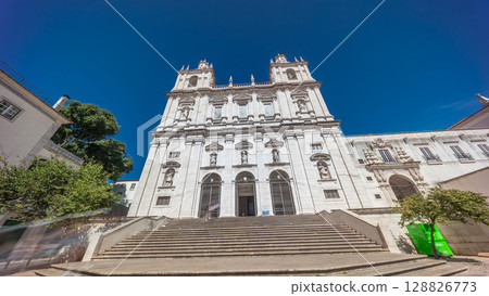 Exterior of the Monastery of St. Vicente de Fora in the city of Lisbon in Portugal timelapse hyperlapse. Exterior of the Monastery of St. Vicente de Fora in the city of Lisbon in Portugal timelapse hyperlapse. 128826773