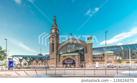 Entrance to Hamburg Hauptbahnhof timelapse hyperlapse, the main railway station, Germany. Entrance to Hamburg Hauptbahnhof timelapse hyperlapse, the main railway station, Germany. 128826870