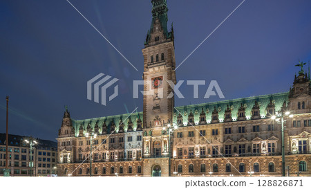 Building of the Hamburg City Hall day to night timelapse hyperlapse, the seat of the government of Hamburg, Germany Building of the Hamburg City Hall day to night timelapse hyperlapse, the seat of the government of Hamburg, Germany 128826871