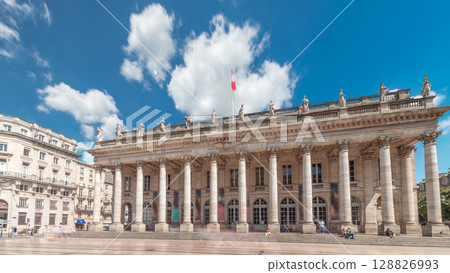 Grand Theatre de Bordeaux timelapse hyperlapse in France, home to the Opera National Grand Theatre de Bordeaux timelapse hyperlapse in France, home to the Opera National 128826993