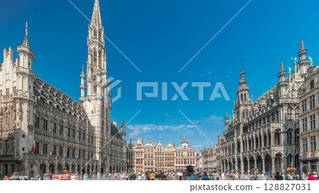 The Grand-Place timelapse hyperlapse in Brussels, Belgium. 128827031