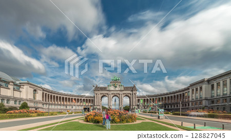 Hyperlapse of the Cinquantenaire Arcade in Parc du Cinquantenaire, Brussels, Belgium. Hyperlapse of the Cinquantenaire Arcade in Parc du Cinquantenaire, Brussels, Belgium. 128827045