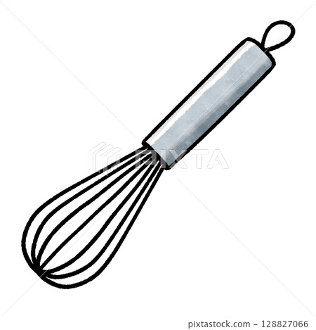 Color illustration of a whisk drawn with rough lines Color illustration of a whisk drawn with rough lines 128827066
