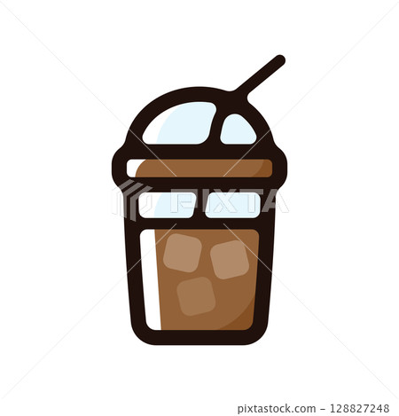 Iced coffee illustration icon (coffee, cafe, restaurant material) 128827248