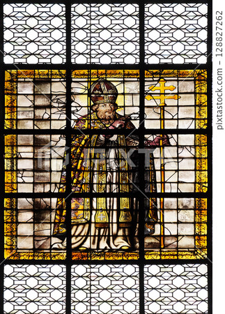 Saint Sulpice, stained glass window in the Saint Sulpice Church, Paris, France Saint Sulpice, stained glass window in the Saint Sulpice Church, Paris, France 128827262