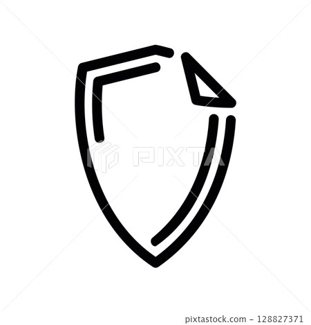 Line Art Icon of a Shield Shaped Sticker Peeling Off 128827371