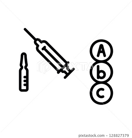 Medical Icon Set with Syringe, Ampoule, and Choice List Medical Icon Set with Syringe, Ampoule, and Choice List 128827379
