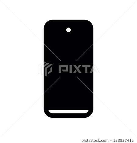 Solid Black Smartphone Icon with Blank Screen and Front Camera Solid Black Smartphone Icon with Blank Screen and Front Camera 128827412