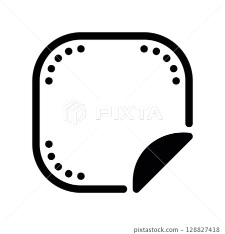 Dotted Square Sticker or Label with a Peeled Bottom Corner Dotted Square Sticker or Label with a Peeled Bottom Corner 128827418