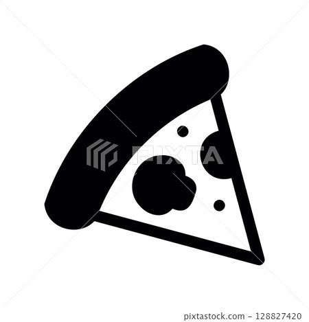 A Single Slice of Pizza with Toppings and Melted Cheese 128827420