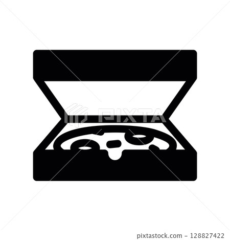 Open Takeout Pizza Box with a Whole Sliced Pizza Inside Glyph 128827422