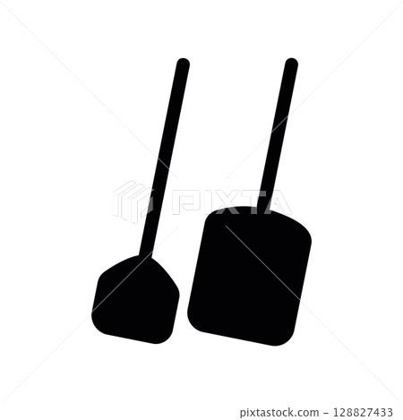 Two Black Pizza Peel Silhouettes for Baking in an Oven 128827433