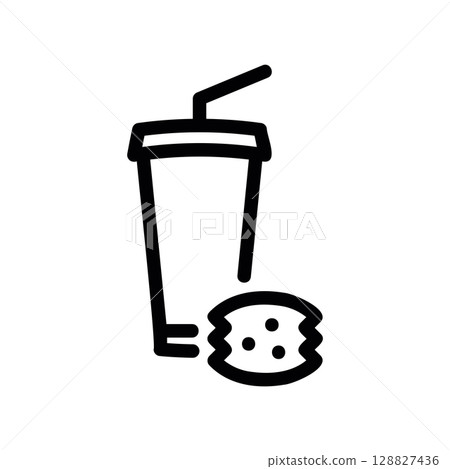 Fast Food Combo Meal with a Drink and a Cookie Icon Fast Food Combo Meal with a Drink and a Cookie Icon 128827436