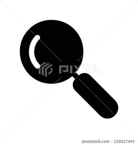 Solid Black Magnifying Glass Icon Representing a Search 128827443