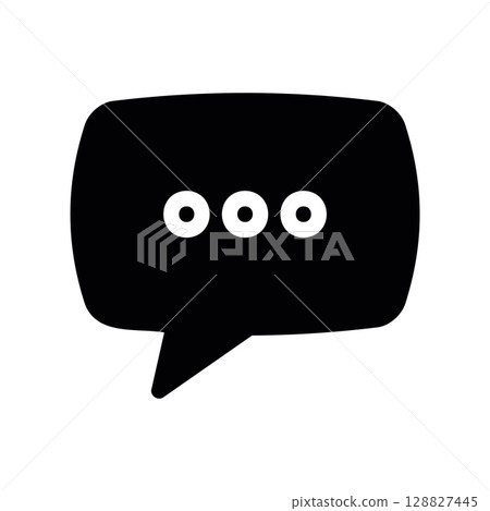 Rounded Chat Bubble Icon with Ellipsis for Messaging 128827445