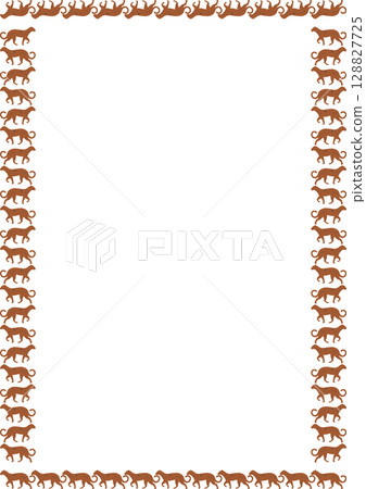 Wild cat silhouette border silhouette border. Big cat banner with wild animal on white background Wild cat silhouette border silhouette border. Big cat banner with wild animal on white background 128827725