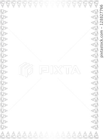 Silver Christmas tree frame. Festive greeting template with Christmas tree elements. Bright border 128827766