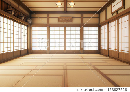 A Japanese-style space with tatami mats and shoji screens 128827828