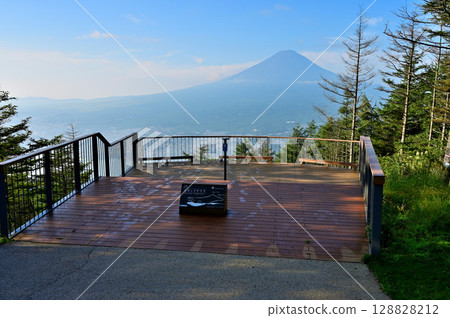Mount Fuji as seen from the second terrace of the Fujiyama Twin Terraces at Shindo Pass in the Misaka Mountains Mount Fuji as seen from the second terrace of the Fujiyama Twin Terraces at Shindo Pass in the Misaka Mountains 128828212