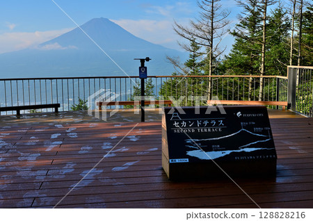 Mount Fuji as seen from the second terrace of the Fujiyama Twin Terraces at Shindo Pass in the Misaka Mountains Mount Fuji as seen from the second terrace of the Fujiyama Twin Terraces at Shindo Pass in the Misaka Mountains 128828216