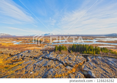 Thingvellir National Park aerial winter view 128828282