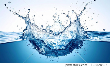 A beautiful splash of clear water 128828303