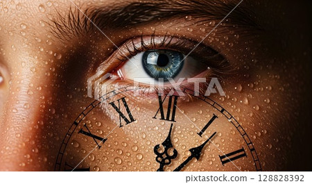 A man's face covered in sweat drops with a... - Stock Illustration ...