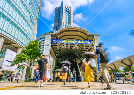 Yokohama cityscape in Japan Mayoral election...Yokohama Landmark Tower and banners for the Yokohama mayoral election...Voters...=24th 128828523