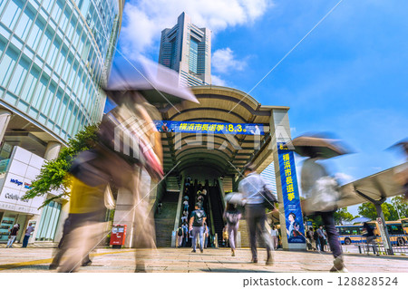 Yokohama cityscape in Japan Mayoral election...Yokohama Landmark Tower and banners for the Yokohama mayoral election...Voters...=24th 128828524