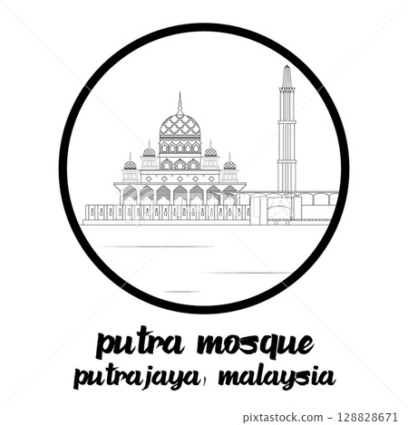 Circle Icon Putra Mosque. Vector illustration 128828671