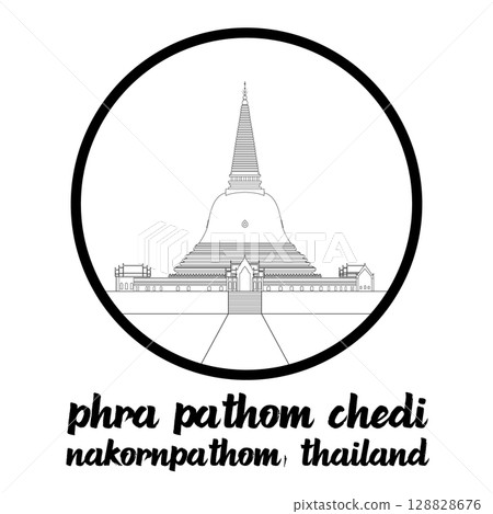 Circle Icon Phra Pathom Chedi. Vector illustration Circle Icon Phra Pathom Chedi. Vector illustration 128828676