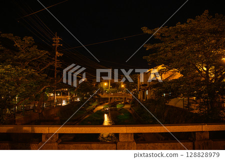 Night view of Tamatsukuri Onsen 128828979