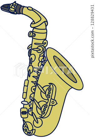 A simple and cute golden alto saxophone 128829431