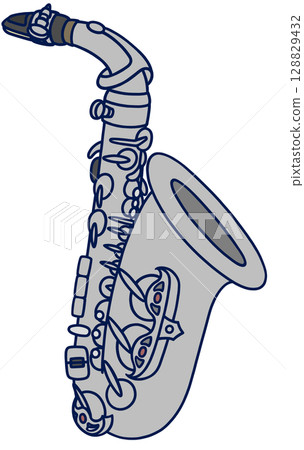 A simple and cute silver alto saxophone 128829432