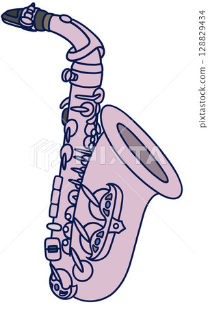 A simple and cute pink gold alto saxophone 128829434